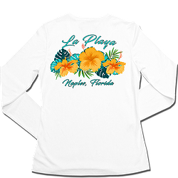 Women's White  Sun Shirt-Hibiscus 